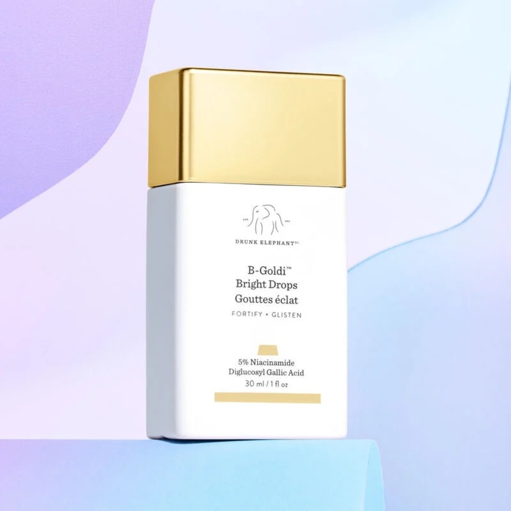 Drunk Elephant B-Goldi Bright Drops - Elegant White and Gold